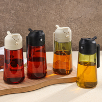 Bouteille de stockage en verre 2-en-1 et vaporisateur d'huile avec distributeur 470 ml pour la conservation de la fraîcheur en cuisine et en camping