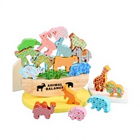 Ensemble de blocs d'équilibre en bois pour animaux, jeu d'empilage amusant pour l'apprentissage précoce, reconnaissance des couleurs et des formes, jouet éducatif pour les enfants de 0 à 24 ans