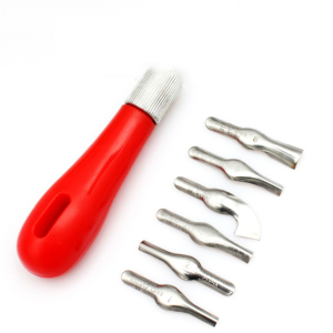 Workpro — bloc de coupe de timbres en caoutchouc, outils de sculpture de timbres, coupe en lin, ensemble de 6 fraises en lin rouge pour fournitures artistiques - Product Image 2