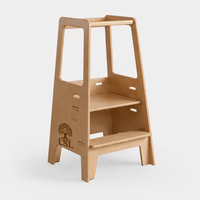 Tour d'apprentissage en bois pour tout-petits, escabeau de cuisine pliable, tour d'aide Montessori avec garde-corps de sécurité pour enfants