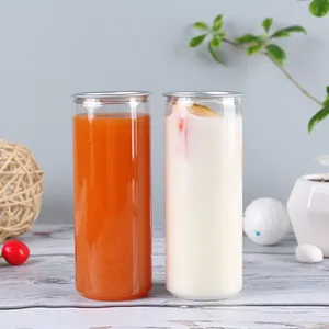 Bình Boba 250ML 330ML Tùy Chỉnh Bình Nhựa Đựng Nước Trái Cây Rỗng Chai Bia Đồ Uống Có Nắp Kéo