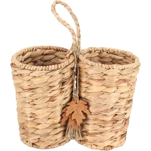 Cesta colgante <span class=keywords><strong>de</strong></span> jacinto <span class=keywords><strong>de</strong></span> agua Cesta <span class=keywords><strong>de</strong></span> pared tejida natural para jardín al aire libre <span class=keywords><strong>terraza</strong></span> balcón Planta ecológica 2 divisores - Product Image 1