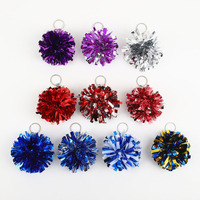 Gantungan Kunci Pompom Cheerleading Harga Murah Grosir Aksesoris Cheer Hadiah Logam Foil Plastik Gantungan Kunci Pompom Cheer Olahraga