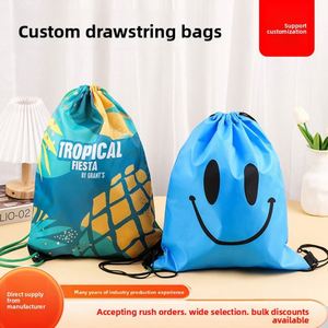Digital Color Printing Logo Cloth Waterproof Marathon Event Polyester Fabric Heat Transfer Printed <b>Drawstring</b> <b>Backpack</b> - Product Image 2