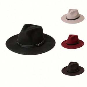 Sombrero Fedora de Lana Casual y Elegante para Otoño/Invierno con Hebilla Decorativa Retro y Borde de 7cm - Product Image 1