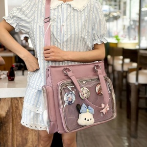 High Quality Single Tassel Lace PU Leather Lady Fashion Zipper Closure Shoulder Bag for Lolita Style Pin Display Purse Custom - Product Image 4