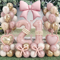 BLN Wholesale Ensemble de ballons géants en Mylar de 40 pouces, chiffres roses mats et nœuds papillon, pour la décoration de fêtes d'anniversaire de filles et de baby shower