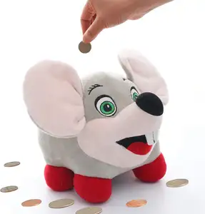 Customized Stuffed Animal Savings Coin Money Box Funny Mouse Plush Piggy Bank