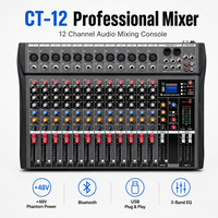 Console de mixage audio professionnelle 12 canaux avec effets intégrés, égaliseur 3 bandes, construction métallique pour DJ, enregistrement et performance scénique