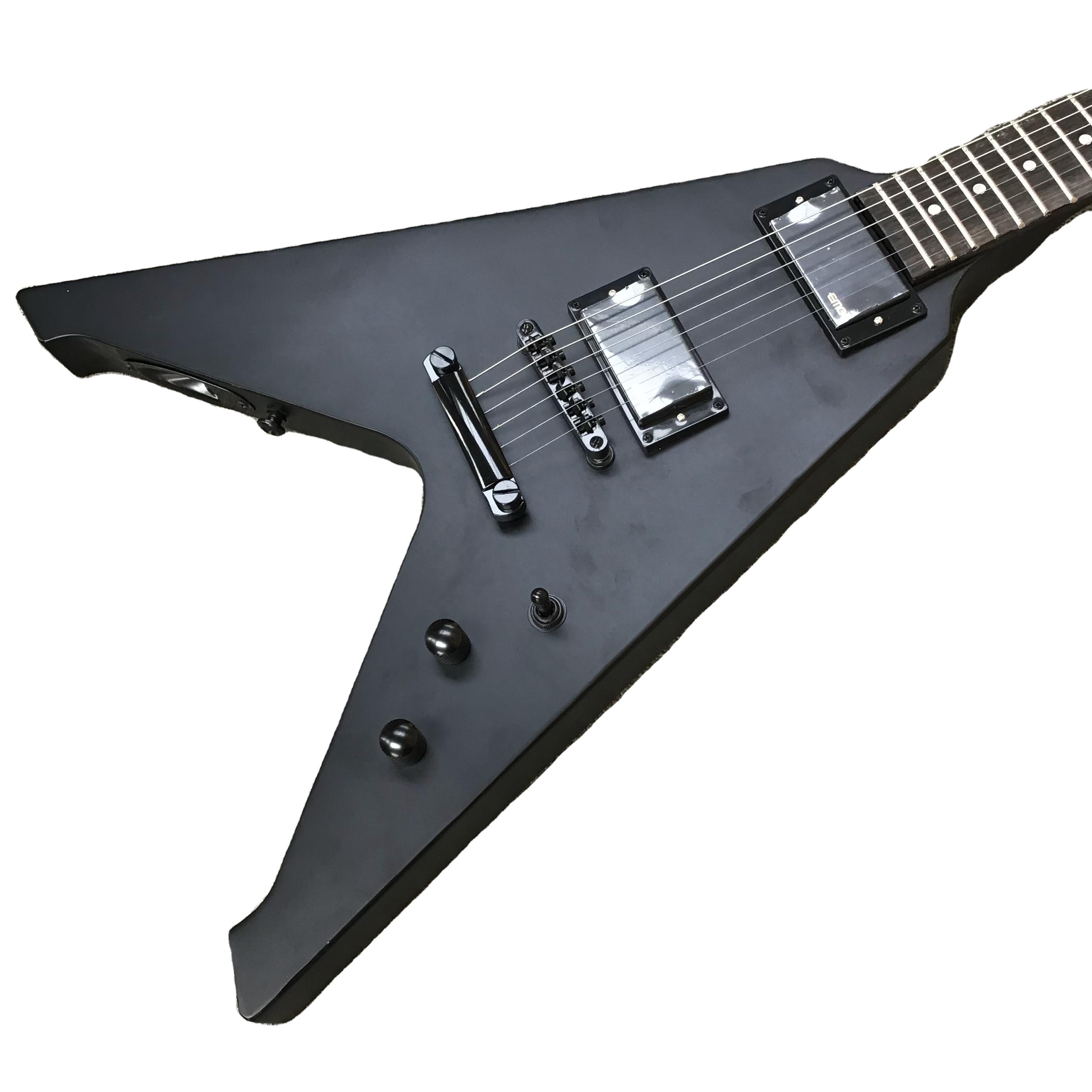 Black Flying V Shape Electric Guitar HH Esp - Durable & Fast Shipping