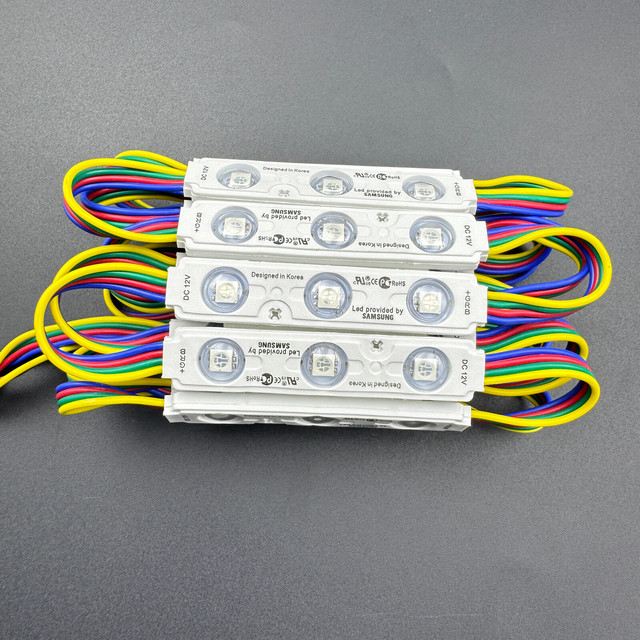 White Injection Molding Led Modules IP65 DC12V 24V 75*15MM 0.72W/PCS 3LED SMD 5050 RGB Led Module Lights for Led Sign Billboard
