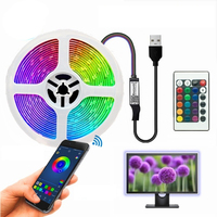 Bande lumineuse LED intelligente Joystar 5M RGB IP65 USB à intensité variable avec télécommande, 16 couleurs, éclairage décoratif pour la maison, l'hôtel, le bar