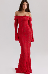 OUDINA Robes Décontractées à Épaules Dénudées en Dentelle Longue pour Femmes Américaines – Vente en Gros Tendance - Product Image 2