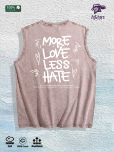 Chaleco Gráfico con Estampado MORE <span class=keywords><strong>LOVE</strong></span> LESS <span class=keywords><strong>HATE</strong></span>, Lavado, 3 Colores, Algodón, Envío desde Almacén en EE. UU. - Product Image 6