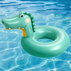 Cute Dinosaur <b>Inflatable</b> Swimming Ring, Green Dino <b>Pool</b> <b>Float</b> for Kids, Summer Beach Lake Party Swim Tube - Product Image 1