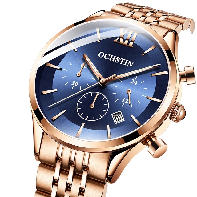 OCHSTIN 6129 Brand Luxury Men Wrist Watches Nylon/Stainless Steel Strap Male Business Date 24 Hour Clock Waterproof Quartz Watch