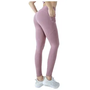 Di alta Qualità di Umidità Wicking Ragazze Workout Leggings In Nylon Spandex Tessuto di Yoga Pantaloni con Tasca per Le Donne