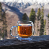 Mug à café en verre borosilicate soufflé à la bouche à double paroi, grande capacité 480 ml, isolé, sans BPA, avec poignée, pour cappuccino