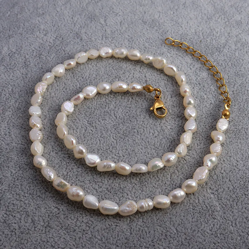Natural Freshwater Pearl Choker Necklace Pearl jewelry necklace set for girls beads baroque freshwater pearl necklace