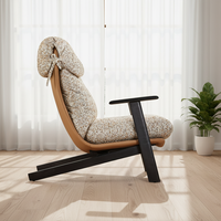Fauteuil de loisirs orange à dossier haut de style Mid-Century, fauteuil d'appoint en bois pour villa, hôtel, salon