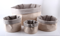 Vente en gros Panier de rangement pour aliments en toile écologique et réutilisable Panier à pain en coton recyclé Panier rond en toile