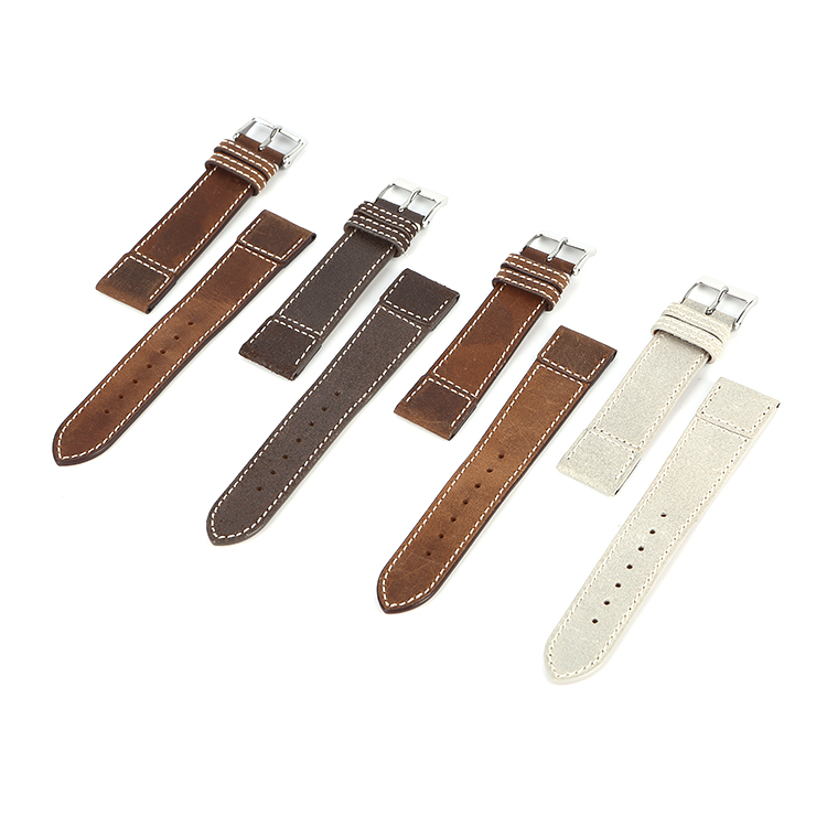 OEM ODM Italian Calf Leather Machine Stitched 2-3mm Thickness 16-22mm Band Width Mult Size Quick Release Watch Strap for