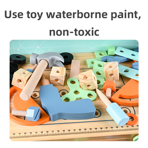 Banc à outils pour enfants, <span class=keywords><strong>jouet</strong></span> de jeu d'imitation, banc d'<span class=keywords><strong>atelier</strong></span> avec ensemble d'outils, banc de construction en bois, <span class=keywords><strong>jouet</strong></span> - Product Image 4