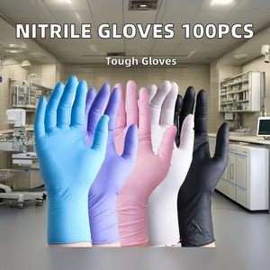 Sarung Tangan Medis Sekali Pakai Nitril Bebas Bubuk F013 100pcs Anti-Selip Layar Sentuh Tahan Tusukan - Product Image 3