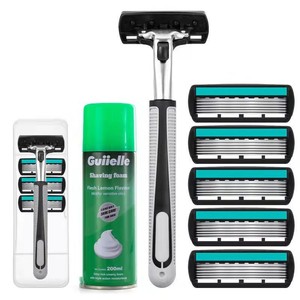 Six Layer Manual Razor Stainless Steel Blade Men Face Shaving Razor Head With 6 Blades Replacement Cartridge Set - Product Image 5