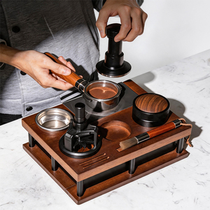 Own Mold Snap-on Disassembly Eco-Friendly Classic Barista <b>Tools</b> Multifunction Solid Wood Coffee Tamping Station with <b>Drawer</b> - Product Image 2
