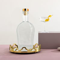 Bouteille de vodka en verre super flint de haute qualité avec logo, 750 ml, bouchon en liège, personnalisable, prix usine, échantillon gratuit pour Tequila et Brandy