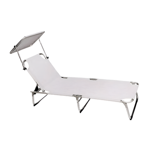 Lit pliant en aluminium et textilène rayé gris clair - Product Image 1