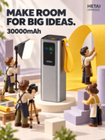 Batterie externe portable Li-Polymère haute capacité 30000mAh, charge rapide 165W, double sortie USB-C 2-en-1, écran TFT, lampe torche LED