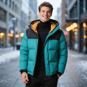 Regular Length 90% Down 200g-250g Fill Hooded Casual Canvas Zipper <b>Men's</b> Winter Down Coat Warm Puffer Jacket OEM ODM Custom - Product Image 2