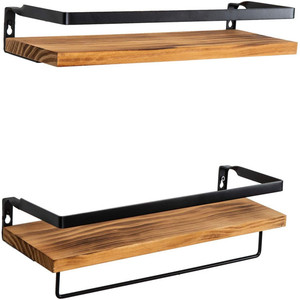 <b>Wall</b> <b>Mounted</b> Paulownia Wood Storage <b>Shelf</b> Rectangle Durable 2 Tier For Study Room Organization - Product Image 2