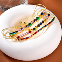 Bracelet en zircon coloré plaqué or 18 carats, classique, réglable, nouvelle collection été 2025, bijoux tendance pour femmes et filles