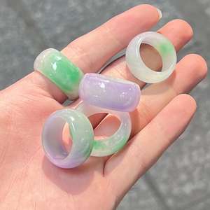 خواتم اليشم ثلاثية الألوان الأصلية ، خواتم عصرية من الحجر الطبيعي ، نوع ب اليشم مع شهادات ، خواتم اليشم الإبهام عالية الجودة للرجال - Product Image 3