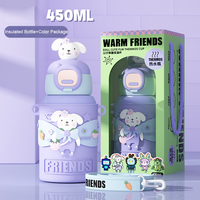 Grande tasse isotherme en acier inoxydable avec couvercle, motif dessin animé mignon, portable, pour l'eau, la rentrée scolaire, les voyages, les enfants