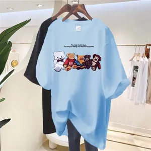 Bán Buôn Mùa Hè T-Shirt Của Phụ Nữ Thời Trang T-Shirt Của Phụ Nữ Quần Áo Đồ Họa Màu Đen Cô Gái Phim Hoạt Hình In Trong T-Shirt Phụ Nữ