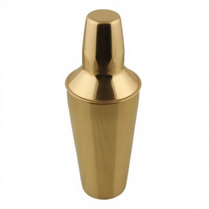 Mini Coctelera de Acero Inoxidable con Acabado Dorado, Juego de Coctelería de 500 ml, Estilo Boston, con Componentes de Vidrio y Cobre - Product Image 1