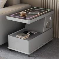 Table d'appoint mobile intelligente avec chargeur sans fil et haut-parleur Bluetooth, table d'appoint mobile pour salon et chambre à coucher