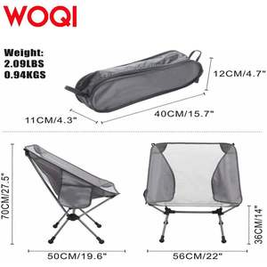 เก้าอี้พับกลางแจ้ง Woqi เก้าอี้อลูมิเนียมพกพา เก้าอี้ทรงพระจันทร์ น้ำหนักเบา เก้าอี้แคมป์ปิ้ง เก้าอี้สนาม ผ้า Oxford สีเงิน - Product Image 5