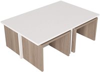Tambour en ciment Tropical naturel à basse hauteur, grand carré, avec formes géométrique, bois de burlap, ensemble Table basse en résine époxy