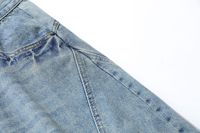 Shorts en jean délavé vintage pour homme, coupe droite, taille mi-haute, style décontracté urbain - Modèle haut de gamme, coupe couteau incurvée, sept pouces