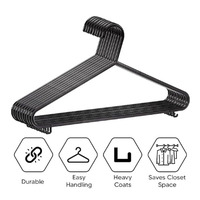Vente en gros de cintres antidérapants noirs en plastique pour vêtements et accessoires pour garde-robe et vaisselle Organisateur de vêtements