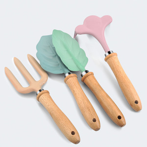 Children's Garden <b>Tool</b> Set Soil Digger Shovel Rake Leaf Design Lightweight Manual For Planting Flower Gardening Kids Use - Product Image 3