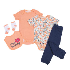 Conjunto de Regalo de Ropa para Bebé Recién Nacido, 5 Piezas: Mameluco, Pantalones, Babero, Calcetines - Product Image 5