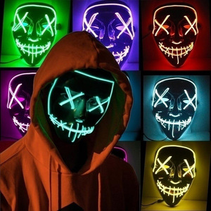 <span class=keywords><strong>Horror</strong></span> Party Led Glow El <span class=keywords><strong>maschere</strong></span> Halloween Festival Cosplay tema Masquerade Party colorato luminoso EL Wire Led Light Up Mask - Product Image 3
