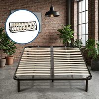 California King Modern Durable Strong Stainless Steel Wood Bed Frame Slat Platform for Upscale Condo Master Bedroom Home