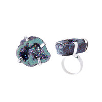 Bagues en cristal d'agate naturelle, bijoux en cristal plaqué or 100%, ornement en Agate naturelle